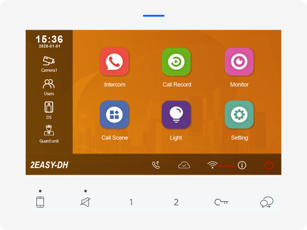 EV7GWS 7 Zoll Monitor Weiss mit Touchscreen Bildspeicher Videospeicher SIP Weiterleitung aufs Smatrphone für Hybride EV 2 Draht BUS Videotürsprechanlage